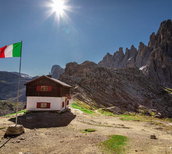 Dreizinnen hut and Monto Paterno in Dolomites, Europe